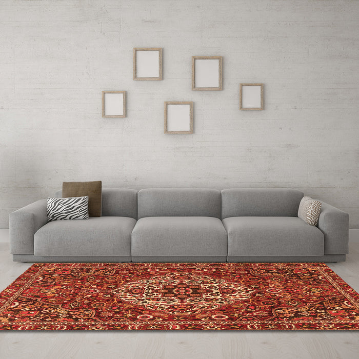 Machine Washable Persian Orange Traditional Area Rugs in a Living Room, wshtr4111org