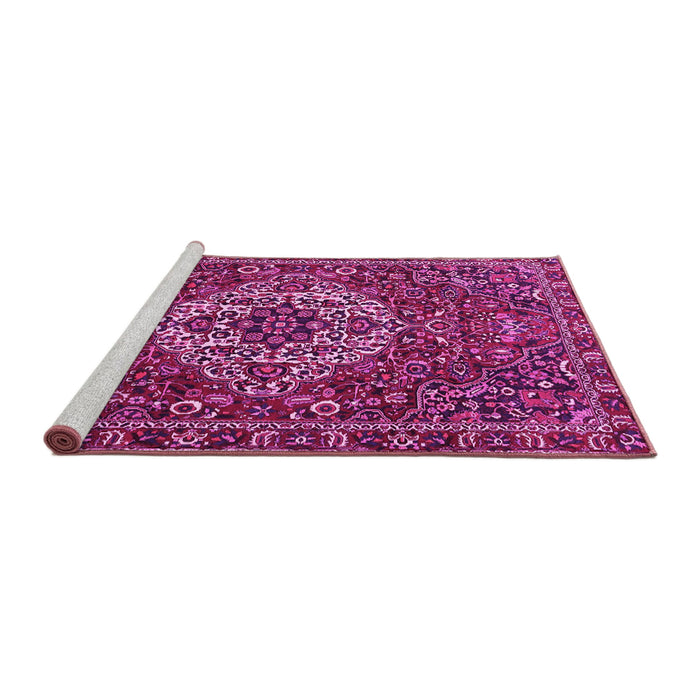 Sideview of Machine Washable Persian Pink Traditional Rug, wshtr4111pnk
