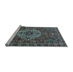 Sideview of Machine Washable Persian Light Blue Traditional Rug, wshtr4111lblu