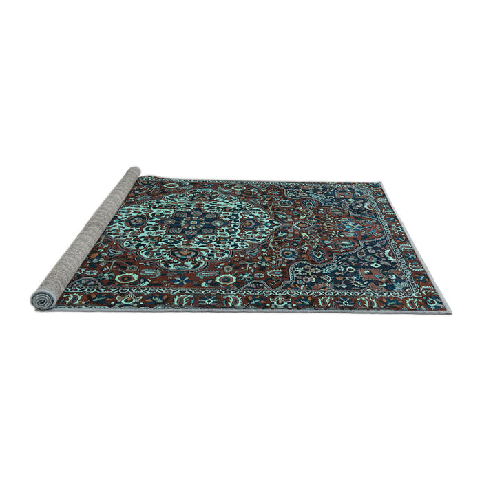 Sideview of Machine Washable Persian Light Blue Traditional Rug, wshtr4111lblu