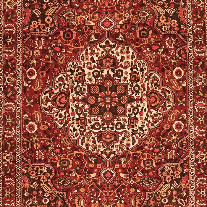 Serging Thickness of Machine Washable Persian Orange Traditional Area Rugs, wshtr4111org