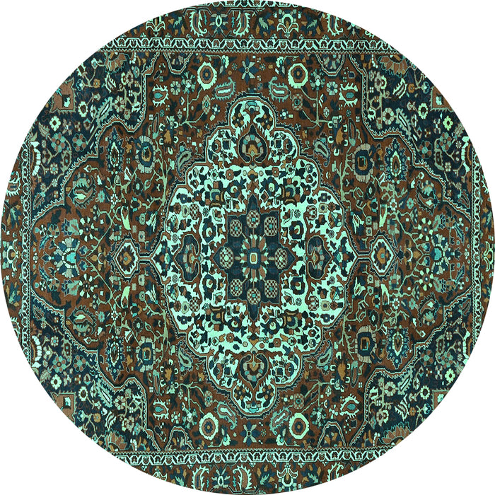 Round Persian Turquoise Traditional Rug, tr4111turq