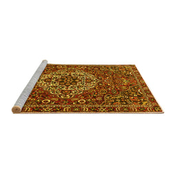 Sideview of Machine Washable Persian Yellow Traditional Rug, wshtr4111yw