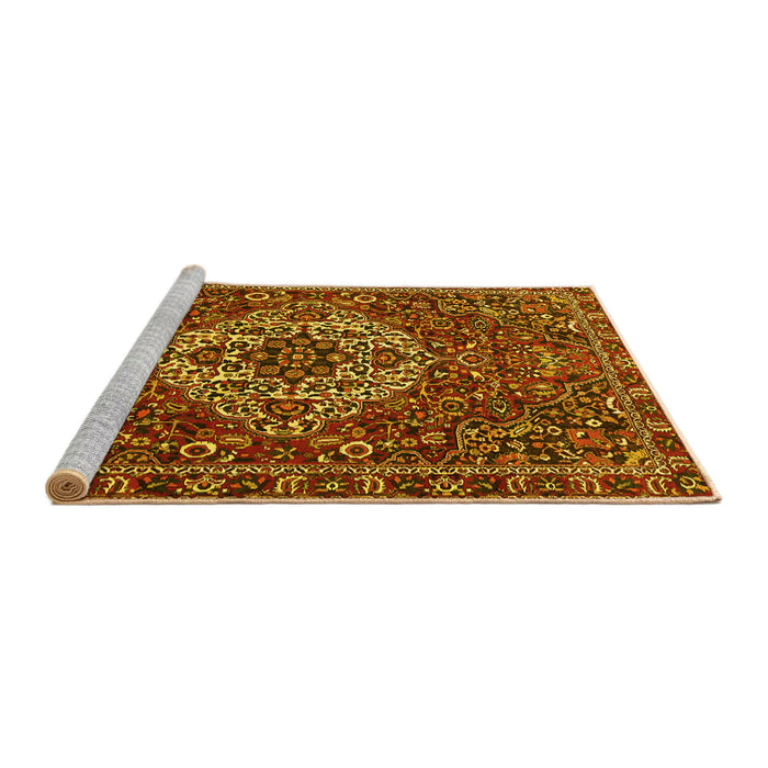 Sideview of Machine Washable Persian Yellow Traditional Rug, wshtr4111yw