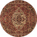 Round Persian Brown Traditional Rug, tr4111brn