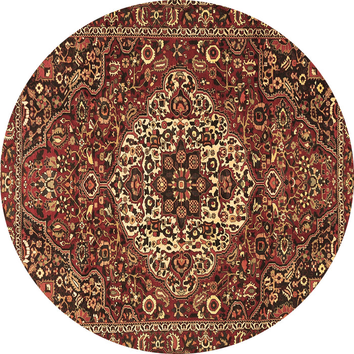 Round Machine Washable Persian Brown Traditional Rug, wshtr4111brn
