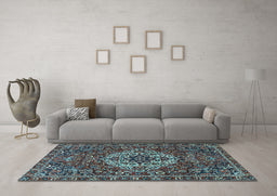 Machine Washable Persian Light Blue Traditional Rug in a Living Room, wshtr4111lblu