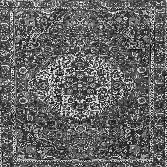 Round Machine Washable Persian Gray Traditional Rug, wshtr4111gry