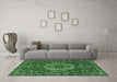 Machine Washable Persian Emerald Green Traditional Area Rugs in a Living Room,, wshtr4111emgrn