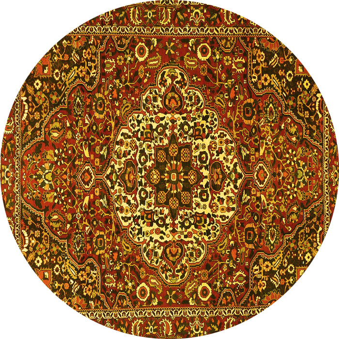 Round Persian Yellow Traditional Rug, tr4111yw