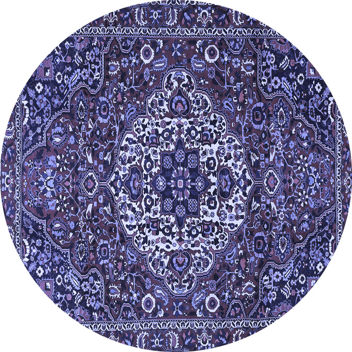 Round Persian Blue Traditional Rug, tr4111blu