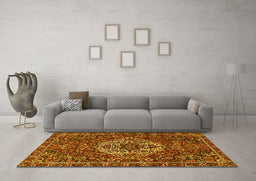 Machine Washable Persian Yellow Traditional Rug in a Living Room, wshtr4111yw