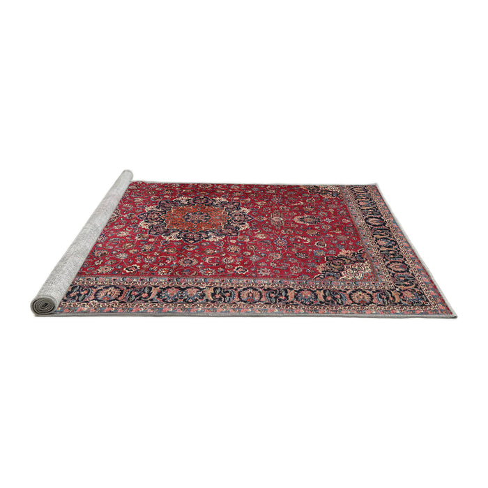 Sideview of Machine Washable Traditional Rosy Pink Rug, wshtr4112