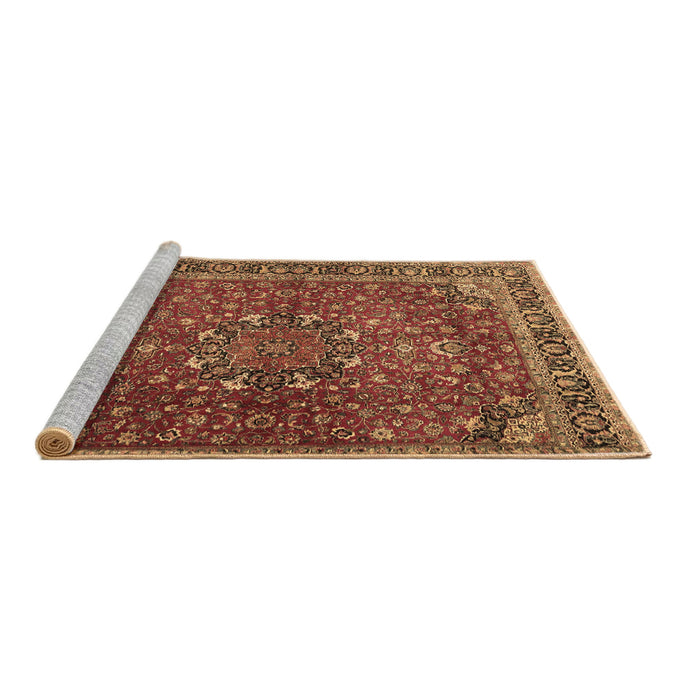 Sideview of Machine Washable Persian Brown Traditional Rug, wshtr4112brn
