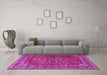 Machine Washable Persian Pink Traditional Rug in a Living Room, wshtr4112pnk