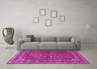 Machine Washable Persian Pink Traditional Rug, wshtr4112pnk