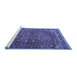 Sideview of Machine Washable Persian Blue Traditional Rug, wshtr4112blu