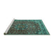 Sideview of Machine Washable Persian Turquoise Traditional Area Rugs, wshtr4112turq