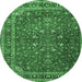 Round Persian Emerald Green Traditional Rug, tr4112emgrn