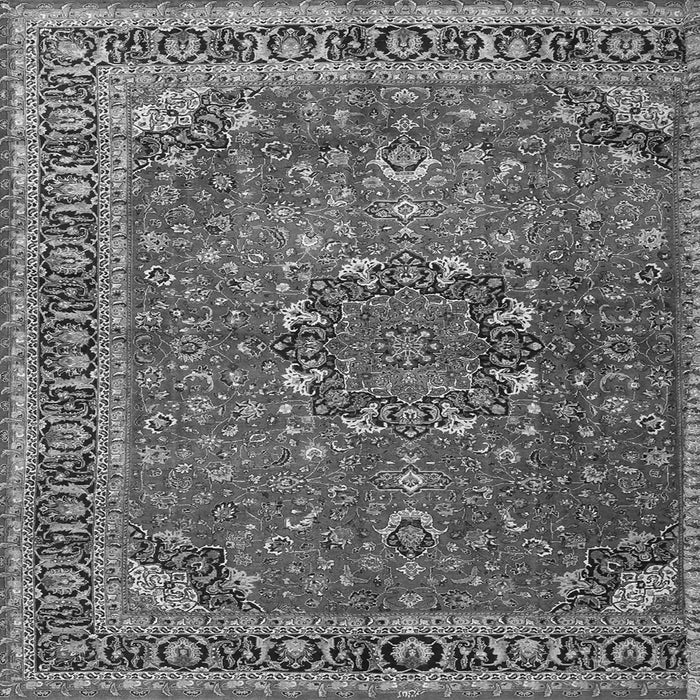 Round Machine Washable Persian Gray Traditional Rug, wshtr4112gry