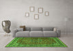 Machine Washable Persian Green Traditional Area Rugs in a Living Room,, wshtr4112grn