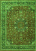 Serging Thickness of Machine Washable Persian Green Traditional Area Rugs, wshtr4112grn