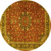 Round Persian Yellow Traditional Rug, tr4112yw