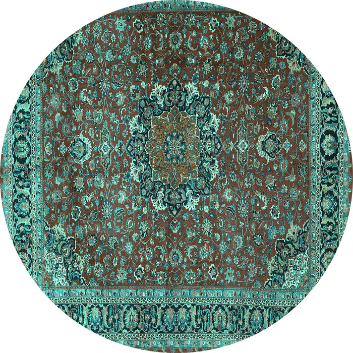 Round Persian Turquoise Traditional Rug, tr4112turq