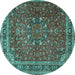 Round Persian Turquoise Traditional Rug, tr4112turq