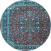 Round Machine Washable Persian Light Blue Traditional Rug, wshtr4112lblu