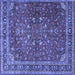 Square Machine Washable Persian Blue Traditional Rug, wshtr4112blu