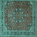 Square Persian Turquoise Traditional Rug, tr4112turq