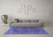 Machine Washable Persian Blue Traditional Rug in a Living Room, wshtr4112blu