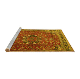 Sideview of Machine Washable Persian Yellow Traditional Rug, wshtr4112yw