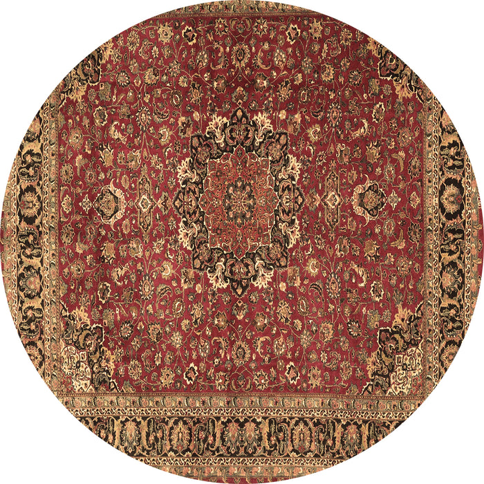 Round Machine Washable Persian Brown Traditional Rug, wshtr4112brn