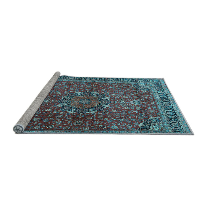 Sideview of Machine Washable Persian Light Blue Traditional Rug, wshtr4112lblu