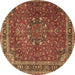 Round Persian Brown Traditional Rug, tr4112brn