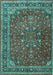 Machine Washable Persian Turquoise Traditional Area Rugs, wshtr4112turq