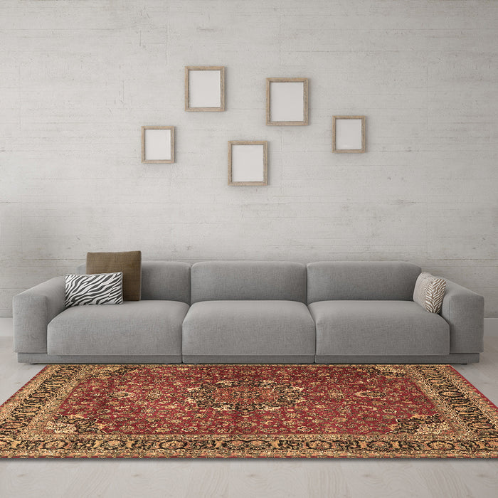 Machine Washable Persian Brown Traditional Rug in a Living Room,, wshtr4112brn