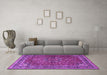 Machine Washable Persian Purple Traditional Area Rugs in a Living Room, wshtr4112pur