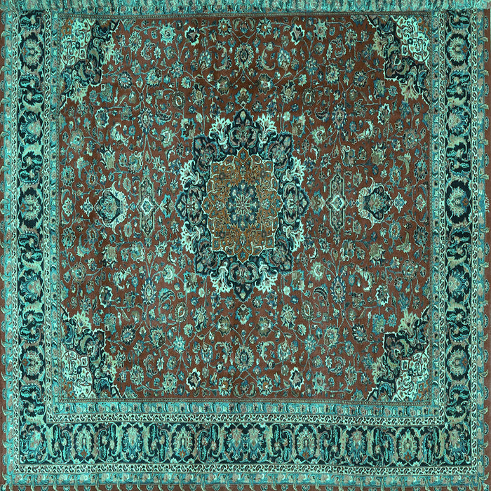Square Machine Washable Persian Turquoise Traditional Area Rugs, wshtr4112turq