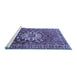 Sideview of Machine Washable Persian Blue Traditional Rug, wshtr4113blu