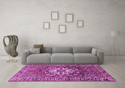 Machine Washable Persian Purple Traditional Area Rugs in a Living Room, wshtr4113pur