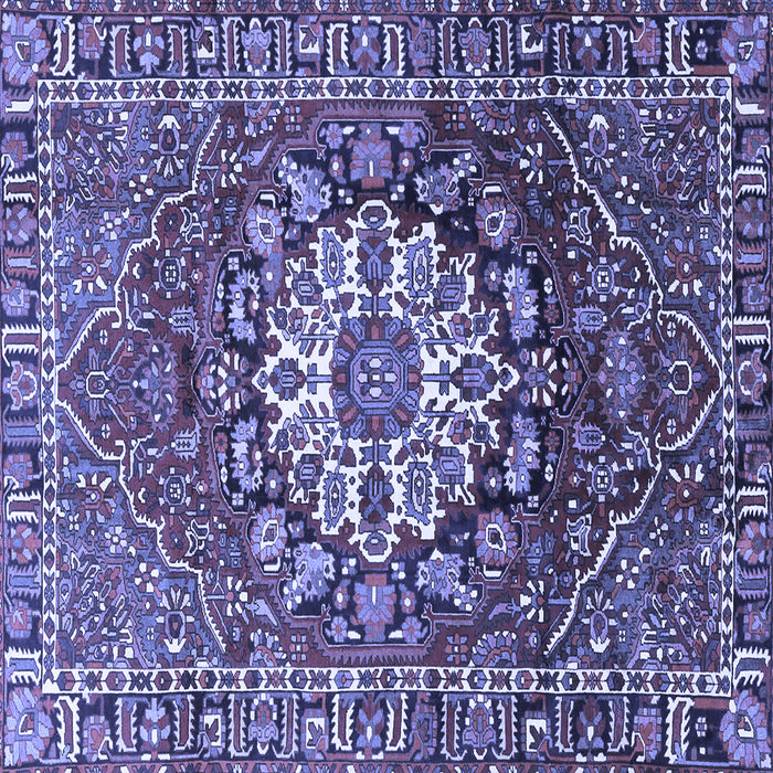 Square Machine Washable Persian Blue Traditional Rug, wshtr4113blu