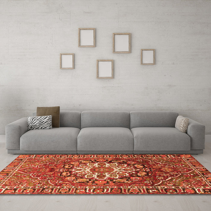 Machine Washable Persian Orange Traditional Area Rugs in a Living Room, wshtr4113org