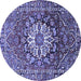 Round Machine Washable Persian Blue Traditional Rug, wshtr4113blu