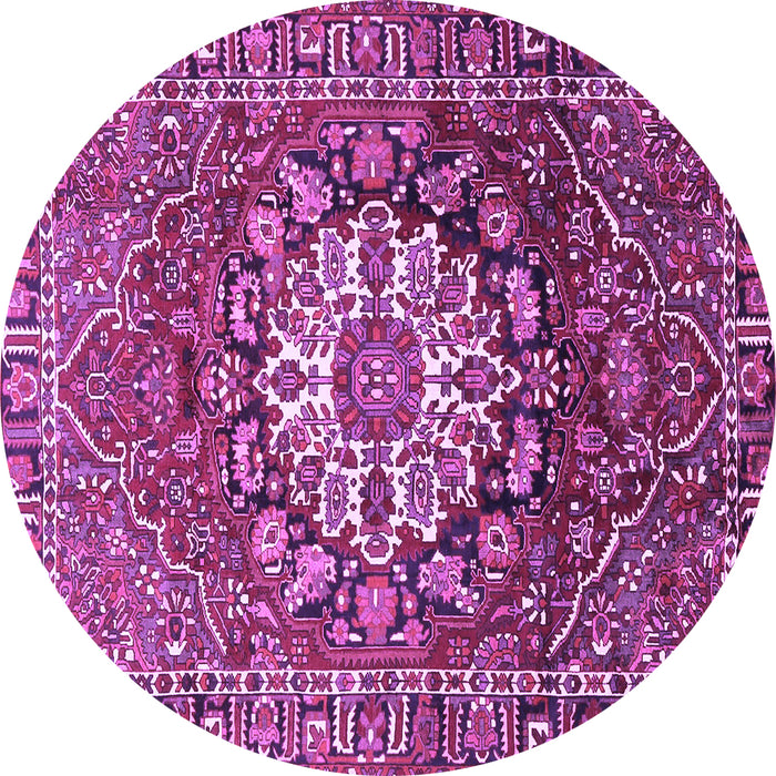 Round Machine Washable Persian Purple Traditional Area Rugs, wshtr4113pur