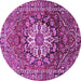 Round Machine Washable Persian Purple Traditional Area Rugs, wshtr4113pur