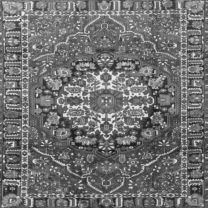 Round Machine Washable Persian Gray Traditional Rug, wshtr4113gry