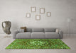 Machine Washable Persian Green Traditional Area Rugs in a Living Room,, wshtr4113grn